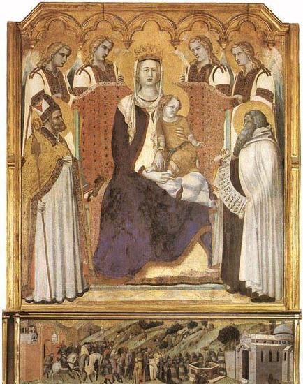 Ambrogio Lorenzetti Madonna with Angels between St Nicholas and Prophet Elisha Spain oil painting art